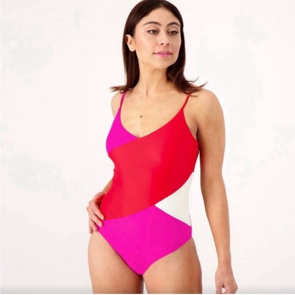NEW SUMMERSALT MARINA COLOR-BLOCK ONE PIECE SWIMSUIT SIZE 8 NWT - Picture 1 of 11